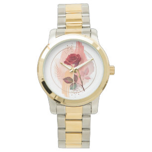 Eternal Blush: A Modern Rose in Abstract Harmony Watch
