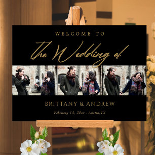 Eternal Bond: Elegant Black & Gold Wedding Welcome Poster