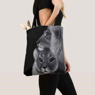 Eternal Bond: Lion Love in the Shadows Tote Bag