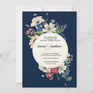 Eternal Collection Polar Night Blue, Gold Letters Invitation