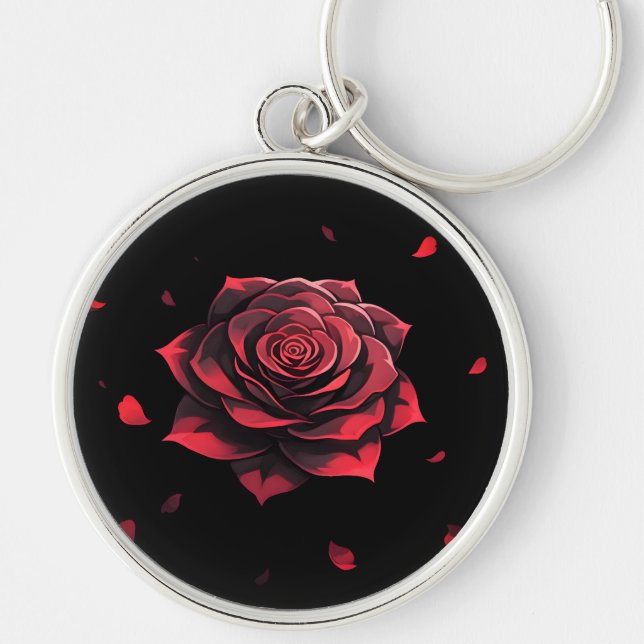 Eternal Crimson Rose - Gothic Noir Key Ring (Front)