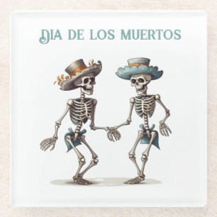 Eternal Dance Dia de los Muertos Calaveras Glass Coaster