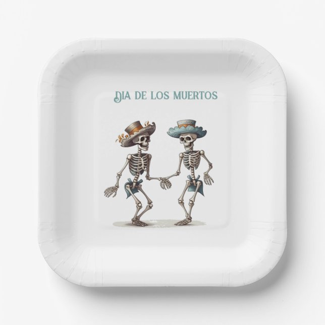Eternal Dance Dia de los Muertos Calaveras Paper Plate (Front)