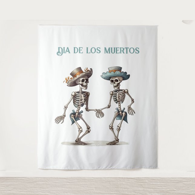 Eternal Dance Dia de los Muertos Calaveras Tapestry (Front)