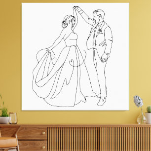Eternal Dance – Minimalist Wedding Line Art Canvas Print