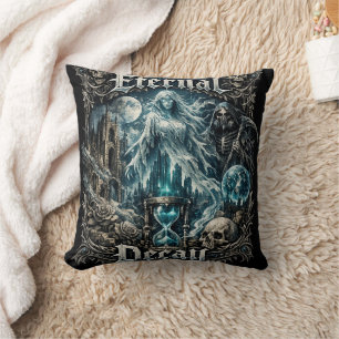 Eternal Decay Gothic Ghost Hourglass Dark Fantasy  Cushion