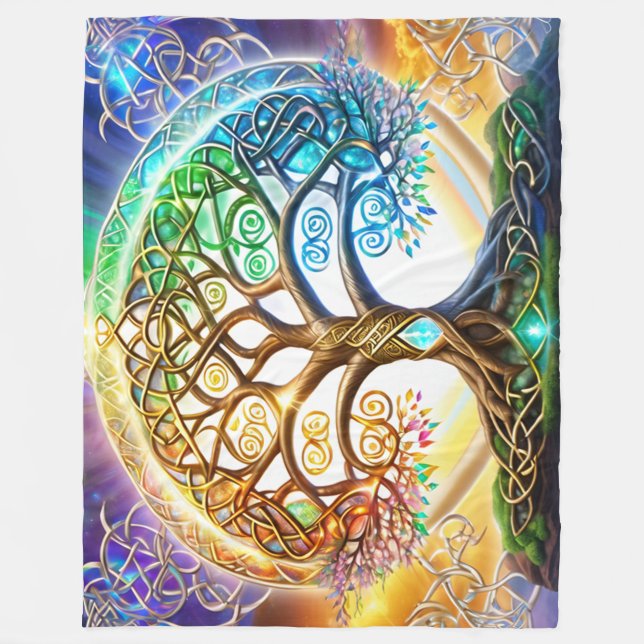 Eternal Diversity:The Tree of Life Celtic Elegance Fleece Blanket (Front)