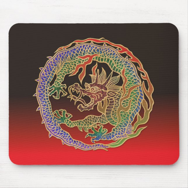Eternal Dragon Circle Mouse Mat (Front)