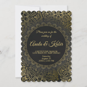 Eternal Elegance: Black&Gold Henna-Inspired invite