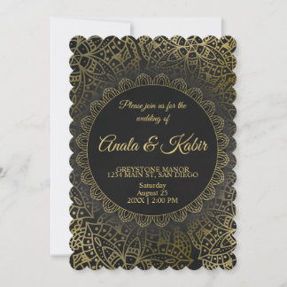 Eternal Elegance: Black&Gold Henna-Inspired invite