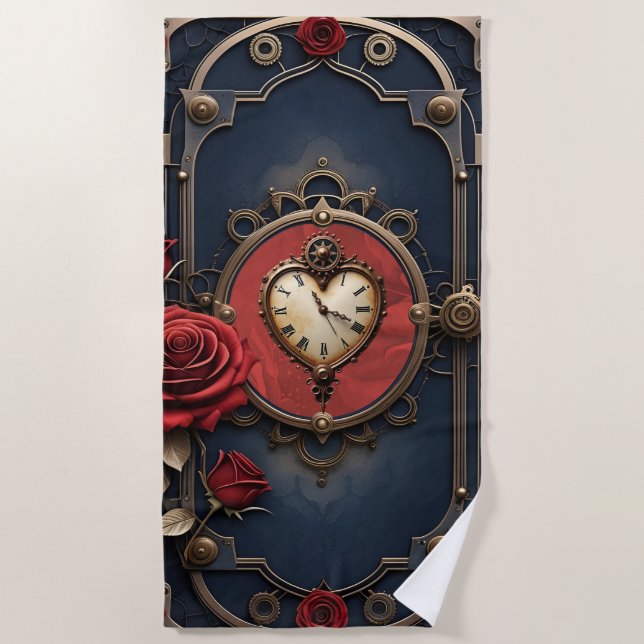 Eternal Elegance – Clockwork Heart Beach Towel (Front)