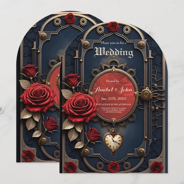 Eternal Elegance – Clockwork Heart.  Invitation (Front/Back)