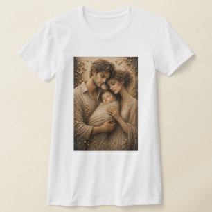 Eternal Embrace – 3D Micro Mosaic Family Portrait T-Shirt