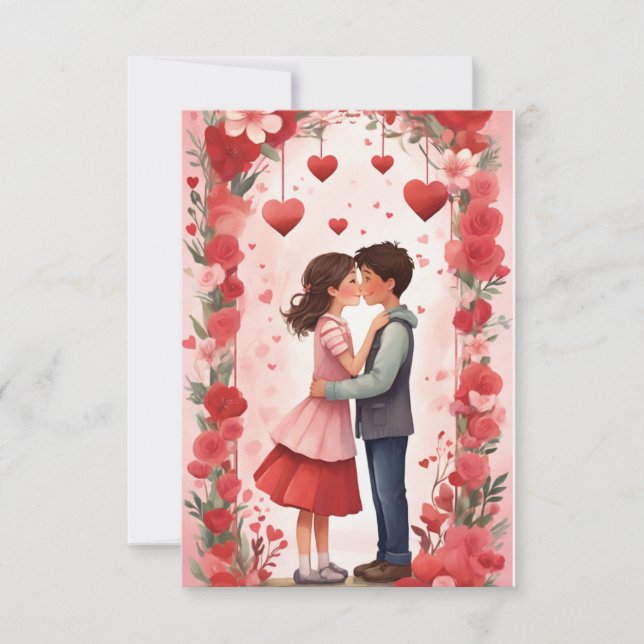 Eternal Embrace: A Valentine's Day Kiss Thank You Card (Front)
