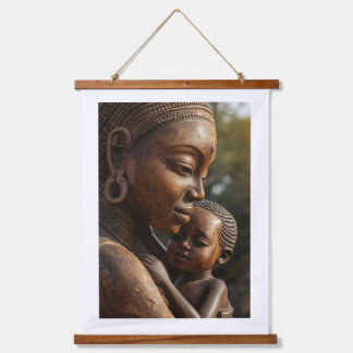 "Eternal Embrace" – Hand-Carved African Mother & C Hanging Tapestry