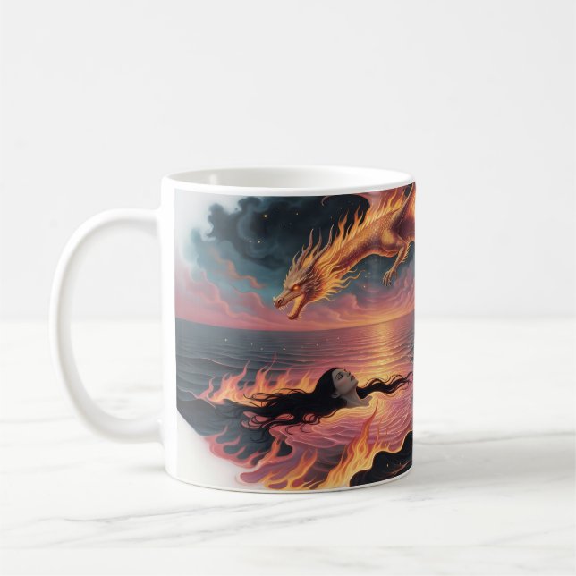Eternal Flame Dragon Fire Ocean Love Mug (Left)