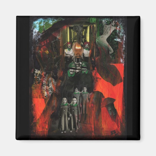 Eternal Flame Mixed Media Macabre Original Art Magnet (Front)