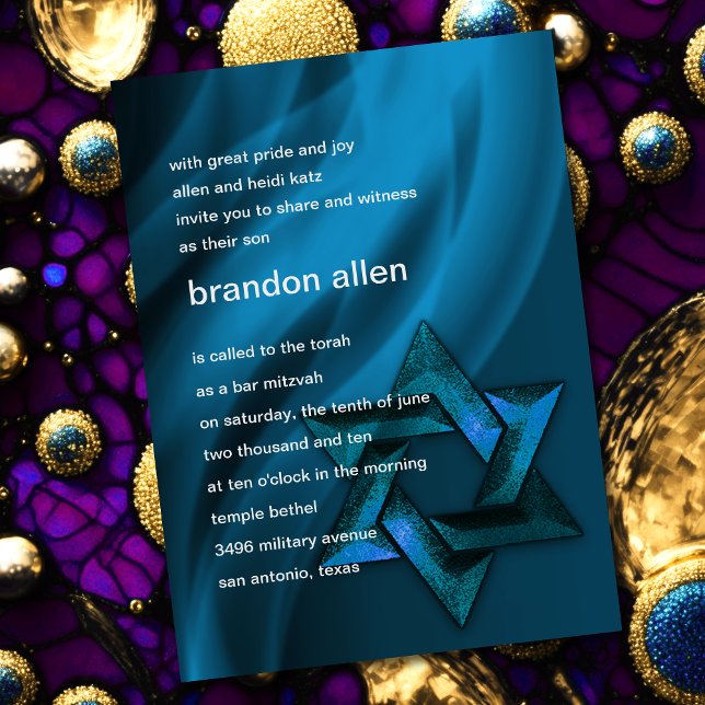 Eternal Flame Star of David in Blue Invitation (Creator Uploaded)