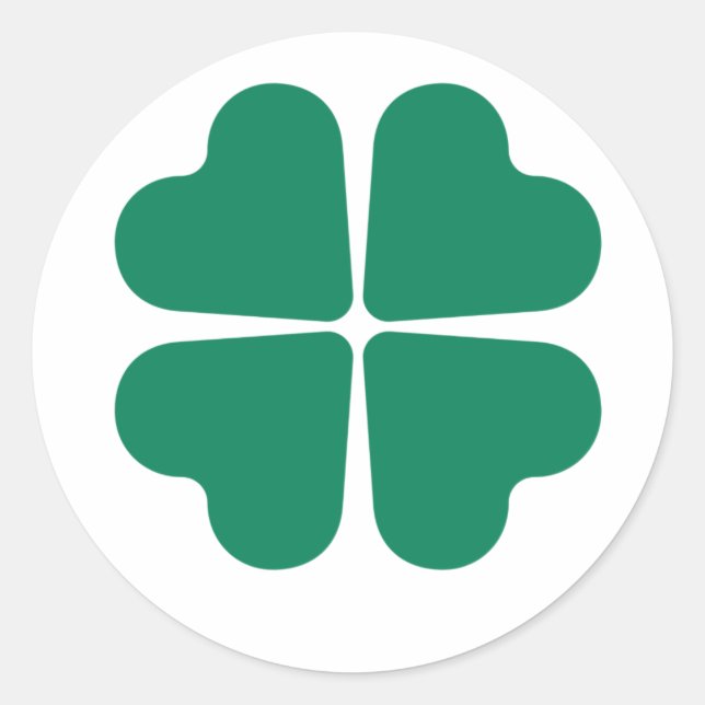 Eternal Fortune: Four-Leaf Design Classic Round Sticker (Front)