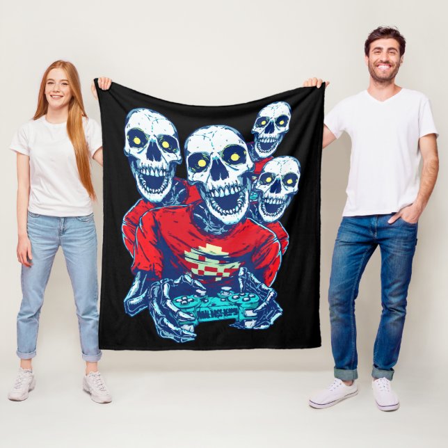 Eternal Gaming Brotherhood: The Red Gamer Skeleton Fleece Blanket (In Situ)