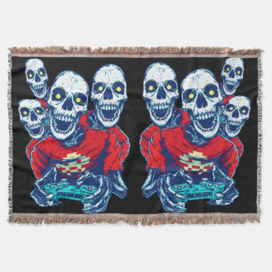 Eternal Gaming Brotherhood: The Red Gamer Skeleton Throw Blanket