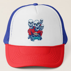 Eternal Gaming Brotherhood: The Red Gamer Skeleton Trucker Hat