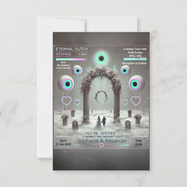 💍 Eternal Glitch: Weirdcore Wedding Invitation (Front)