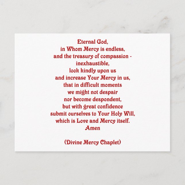 Eternal God in Whom Mercy is Endless... Postcard (Front)