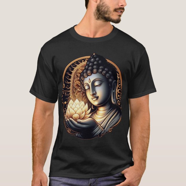 "Eternal Grace: Buddha with Sacred Lotus" T-Shirt (Front)