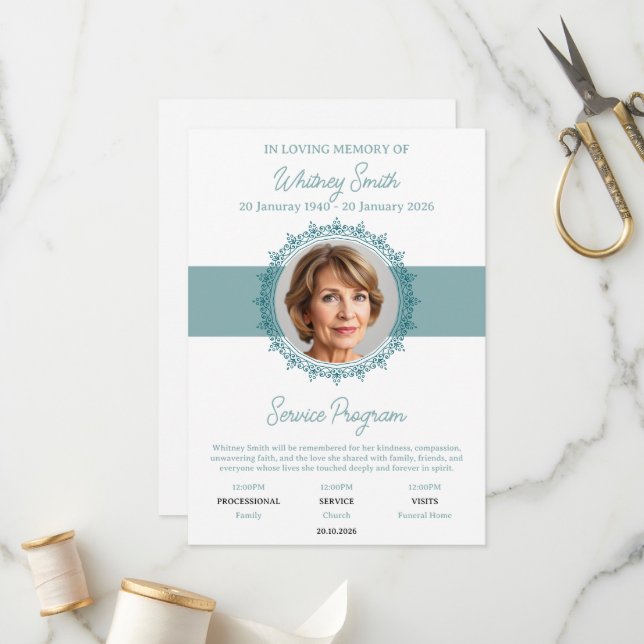 Eternal Grace Memorial Service Program Programme (Front/Back In Situ)