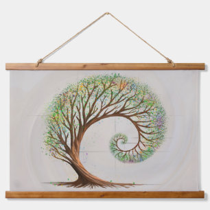 Eternal Growth - Golden Ratio Spiral Tree Hanging Tapestry