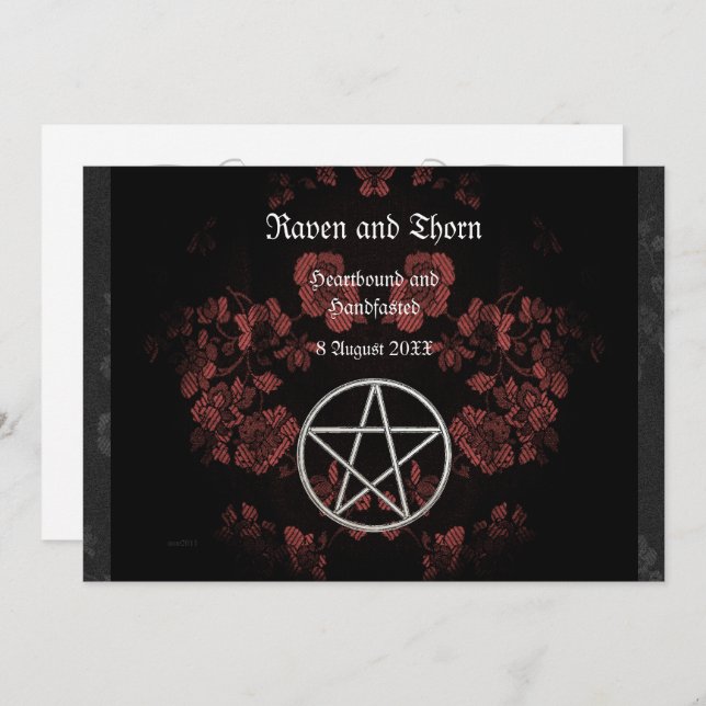 Eternal Handfasting/Wedding Pentacle Mauve Ste Invitation (Front/Back)