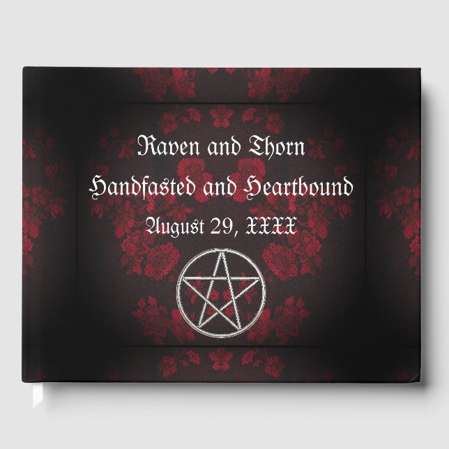 Eternal Handfasting/Wedding Pentacle Red Suite Guest Book (Front)