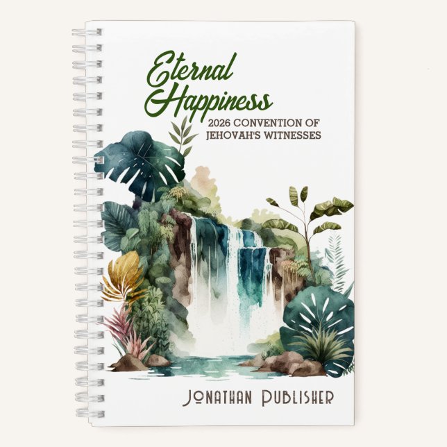 Eternal Happiness Convention Tropical Waterfall Notebook (Front)
