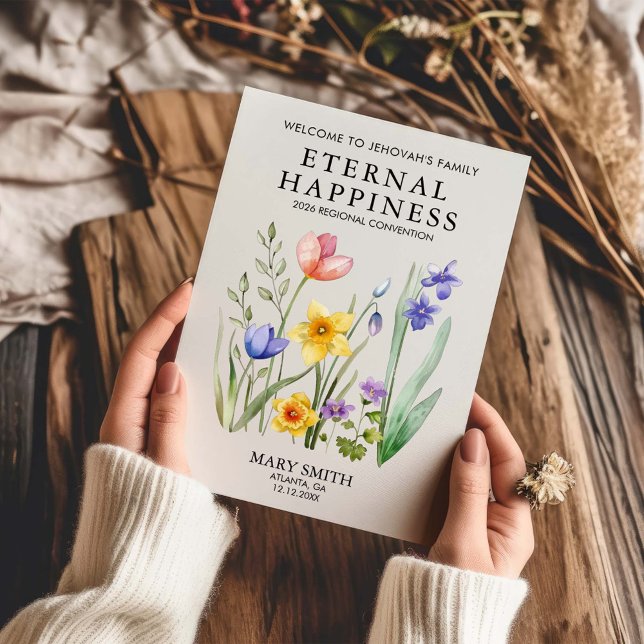 Eternal Happiness JW Baptism with Spring Flowers  Card (Creator Uploaded)