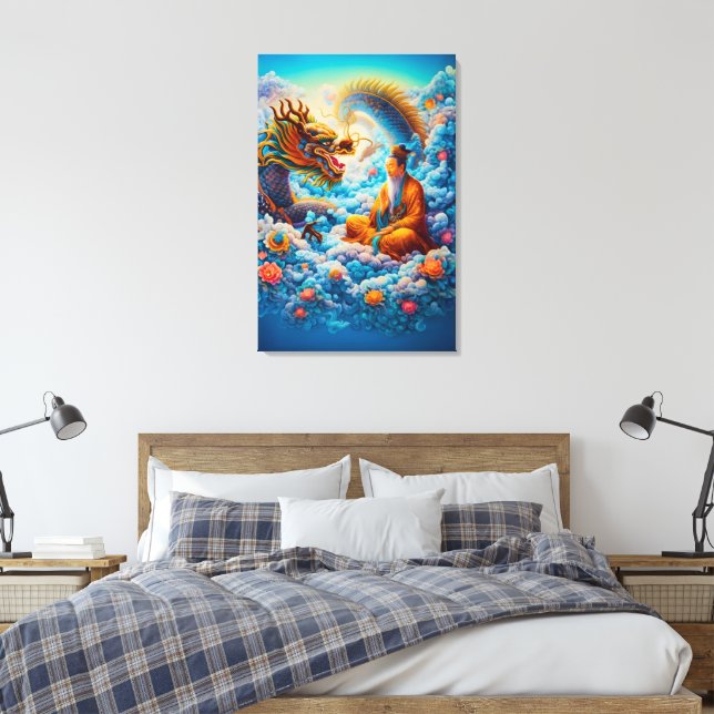 Eternal Harmony: Dragon’s Blessing Canvas Print (Insitu(Bedroom))