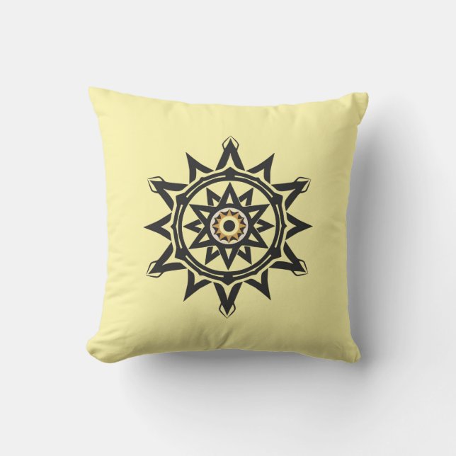 Eternal Harmony Mandala — Divine Geometry in Gold Cushion (Front)
