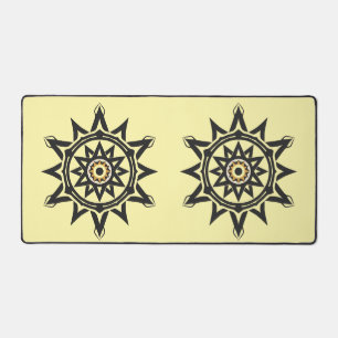 Eternal Harmony Mandala — Divine Geometry in Gold Desk Mat