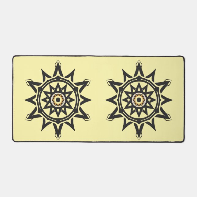 Eternal Harmony Mandala — Divine Geometry in Gold Desk Mat (Front)