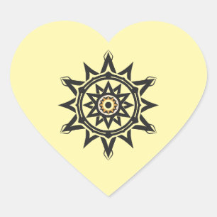 Eternal Harmony Mandala — Divine Geometry in Gold Heart Sticker