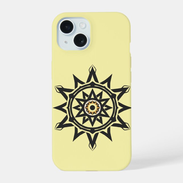 Eternal Harmony Mandala — Divine Geometry in Gold iPhone 15 Case (Back)