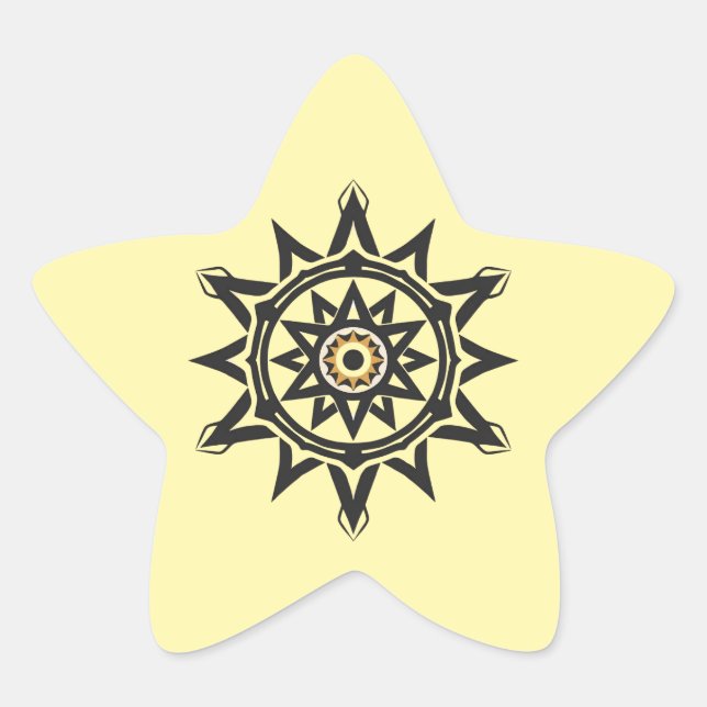 Eternal Harmony Mandala — Divine Geometry in Gold Star Sticker (Front)