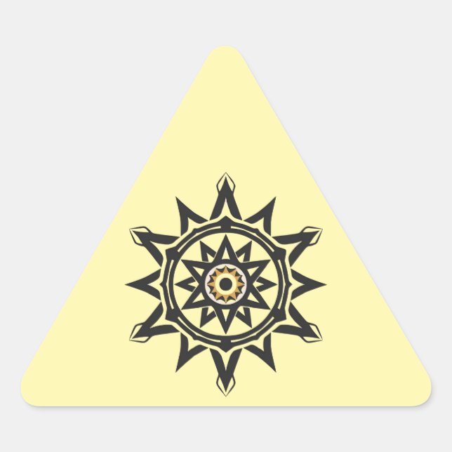 Eternal Harmony Mandala — Divine Geometry in Gold Triangle Sticker (Front)