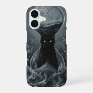 Eternal Hourglass: The Black Cat of Time iPhone 16 Case