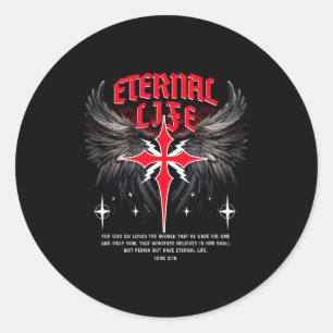 Eternal Jesus Cross Gothic Punk Life Nu Goth Bible Classic Round Sticker