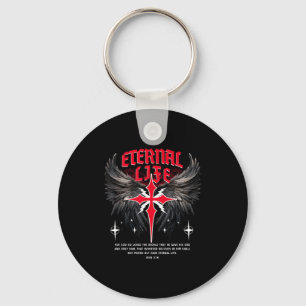 Eternal Jesus Cross Gothic Punk Life Nu Goth Bible Key Ring