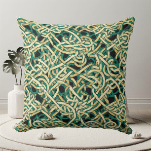 Eternal Knots Celtic Heritage Decorative Art Green Cushion