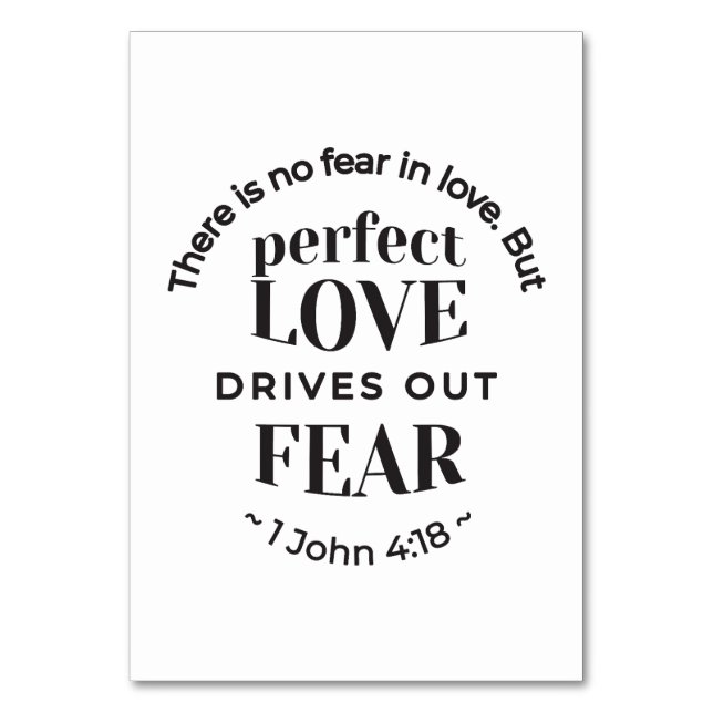 Eternal Love - 1 John 4:18 Scripture Quote Art Table Number (Front)