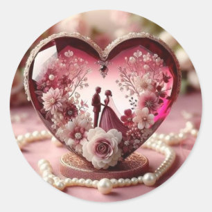 Eternal Love Heart Sculpture" Classic Round Sticker