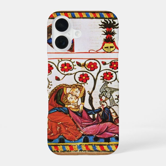 ETERNAL LOVE MONOGRAM parchment iPhone 16 Case (Back)